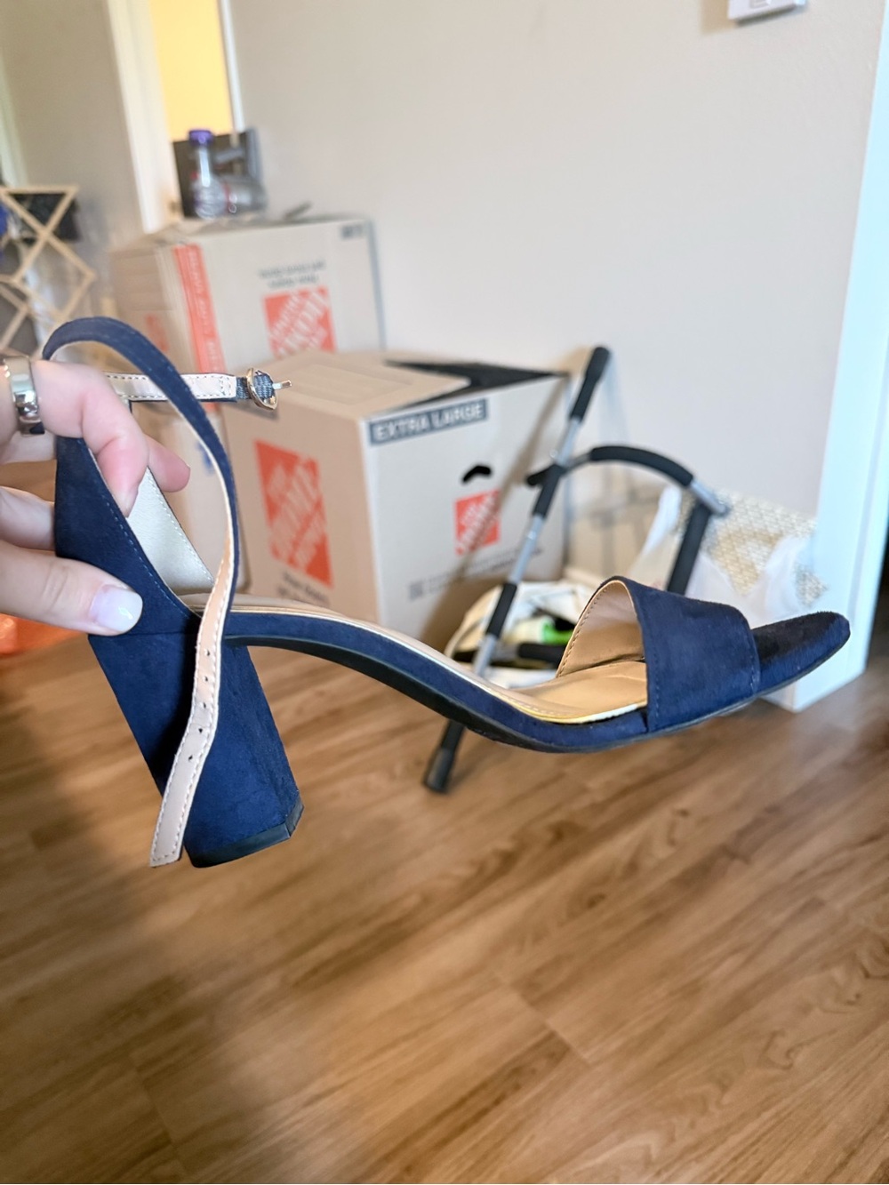 Kelly & Katie Navy Block Heel Suede